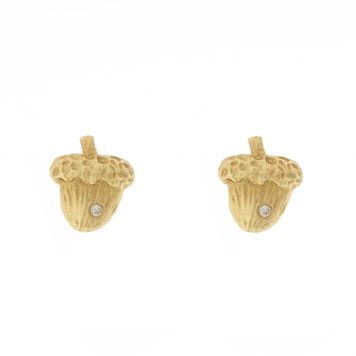 Victoria Cunningham Trunk Show: Earrings, Studs Acorn post w/ diamond 14K Yellow Gold 5/16" x 1/4"