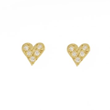 Victoria Cunningham Trunk Show: Earrings, Studs, Pave heart 14K gold. 3/16" x 3/16"