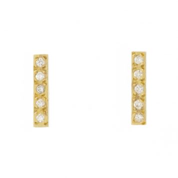 Victoria Cunningham Trunk Show: Earrings, Medium Pavé Bar, 14K yellow gold, Measures 7/16 x 1/16