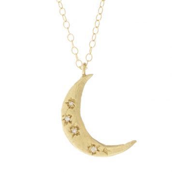 Victoria Cunningham: 14K Small Crescent Moon Necklace, adjustable chain measures 16"-17", Pendant measures 7/8" x  1/2" including bail