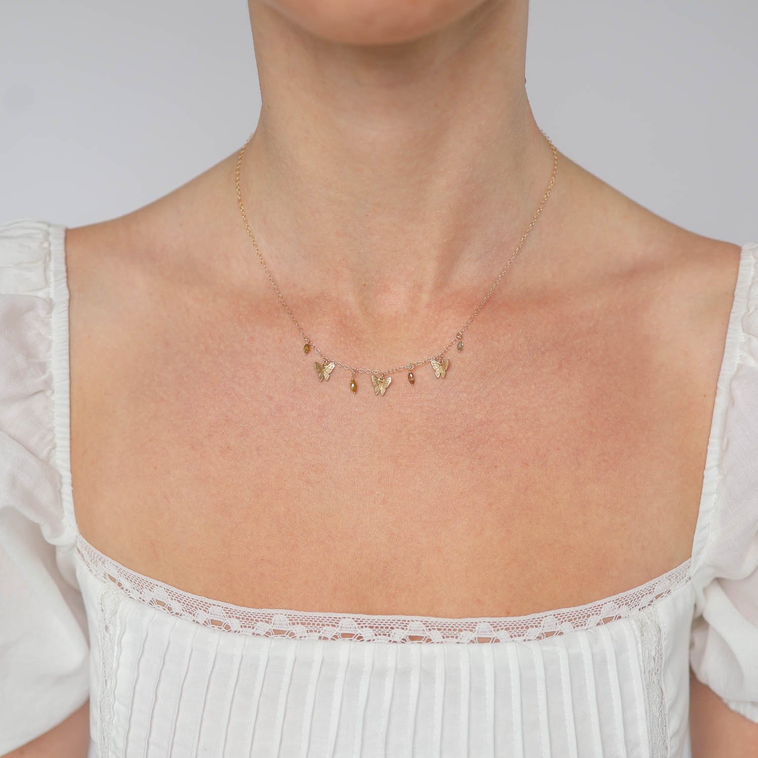 Victoria Cunningham Trunk Show: 14K butterflies + diamond beads .96 TCW