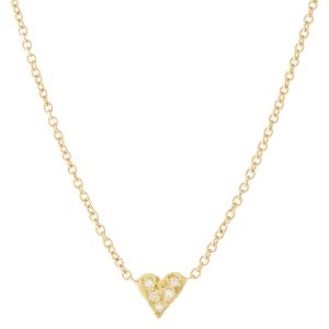 Victoria Cunningham: Necklace, Pendant, Tiny Pave Heart, 14K Gold.