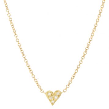 Victoria Cunningham: Necklace, Pendant, Tiny Pave Heart, 14K Gold.