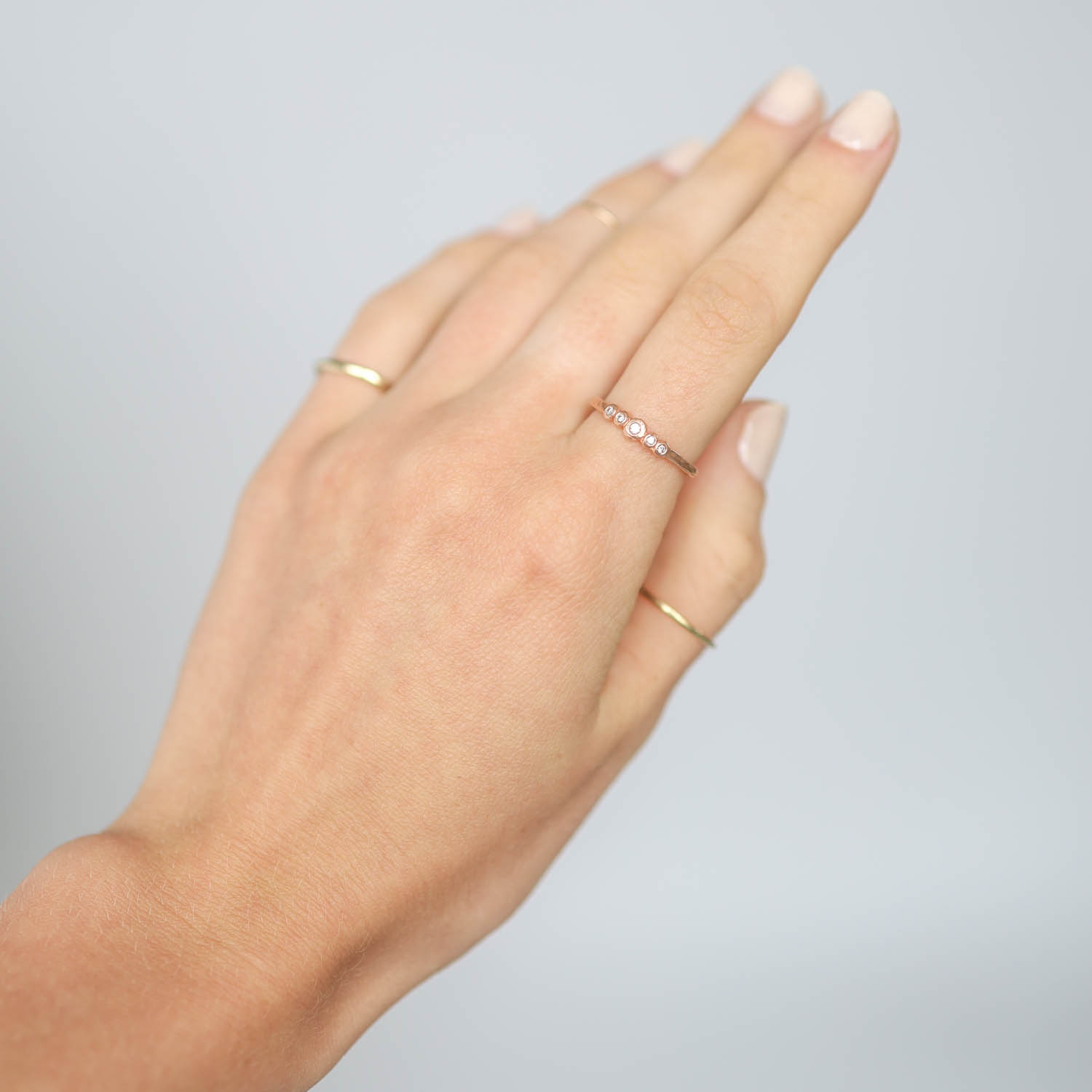Victoria Cunningham Trunk show: 5 Diamond hammered dot ring.14k