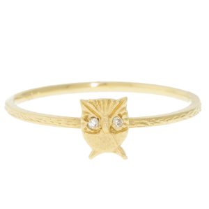 Victoria Cunningham Trunk Show: Ring, Owl, Diamond, 14K yellow gold