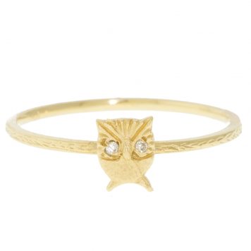 Victoria Cunningham Trunk Show: Ring, Owl, Diamond, 14K yellow gold