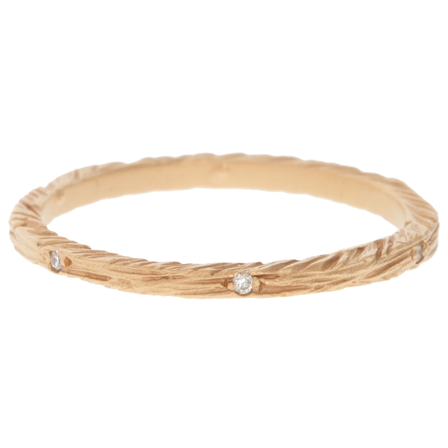 Victoria Cunningham Trunk show : Ring, Stacking Band, Textured, 6 Diamonds .03TCW, 14K gold
