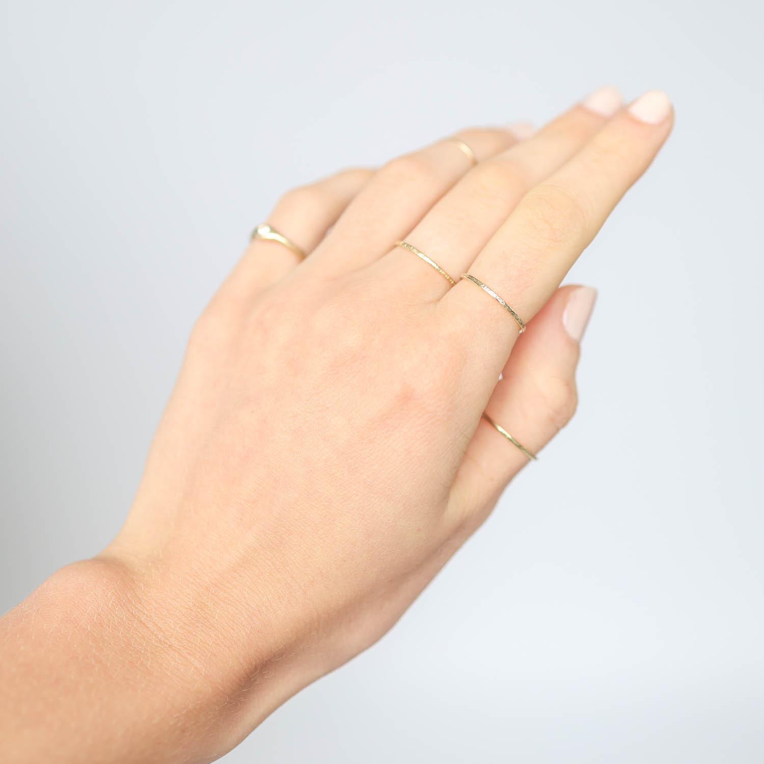 Victoria Cunningham: Ring, Stacking Band, Engraved, Tiny, 14K yellow gold