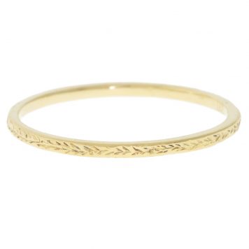 Victoria Cunningham: Ring, Stacking Band, Engraved, Tiny, 14K yellow gold