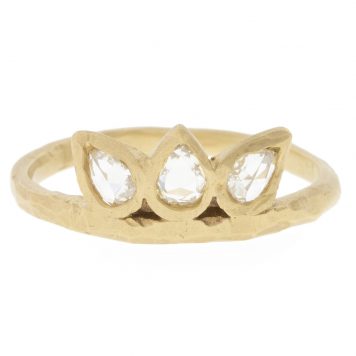 Victoria Cunningham:14K Ring Triple pear hammered lotus,.36ct