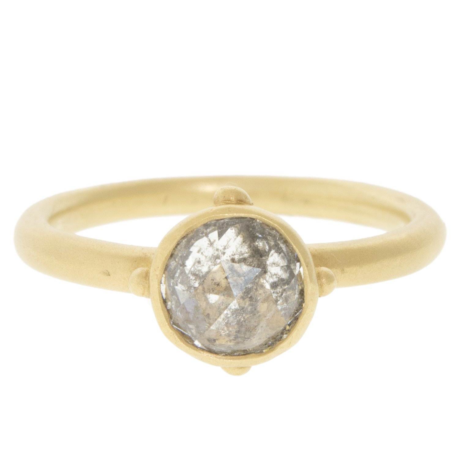 Victoria Cunningham Trunk show : Ring, 14 K Yellow gold,1.10 ct Salt & Pepper Diamond