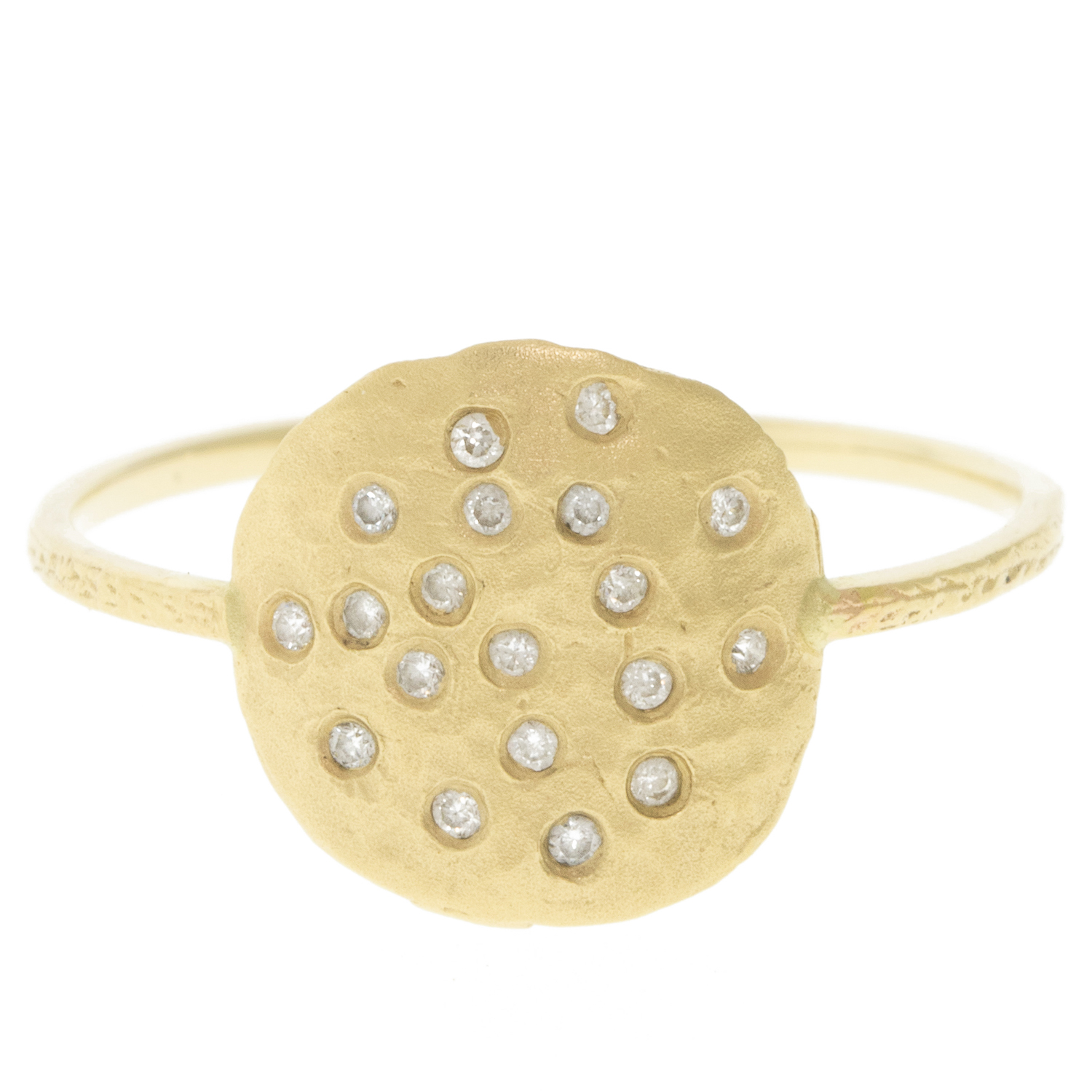 Victoria Cunningham Trunk Show: Ring, 14K gold sm disc w/diamond cluster
