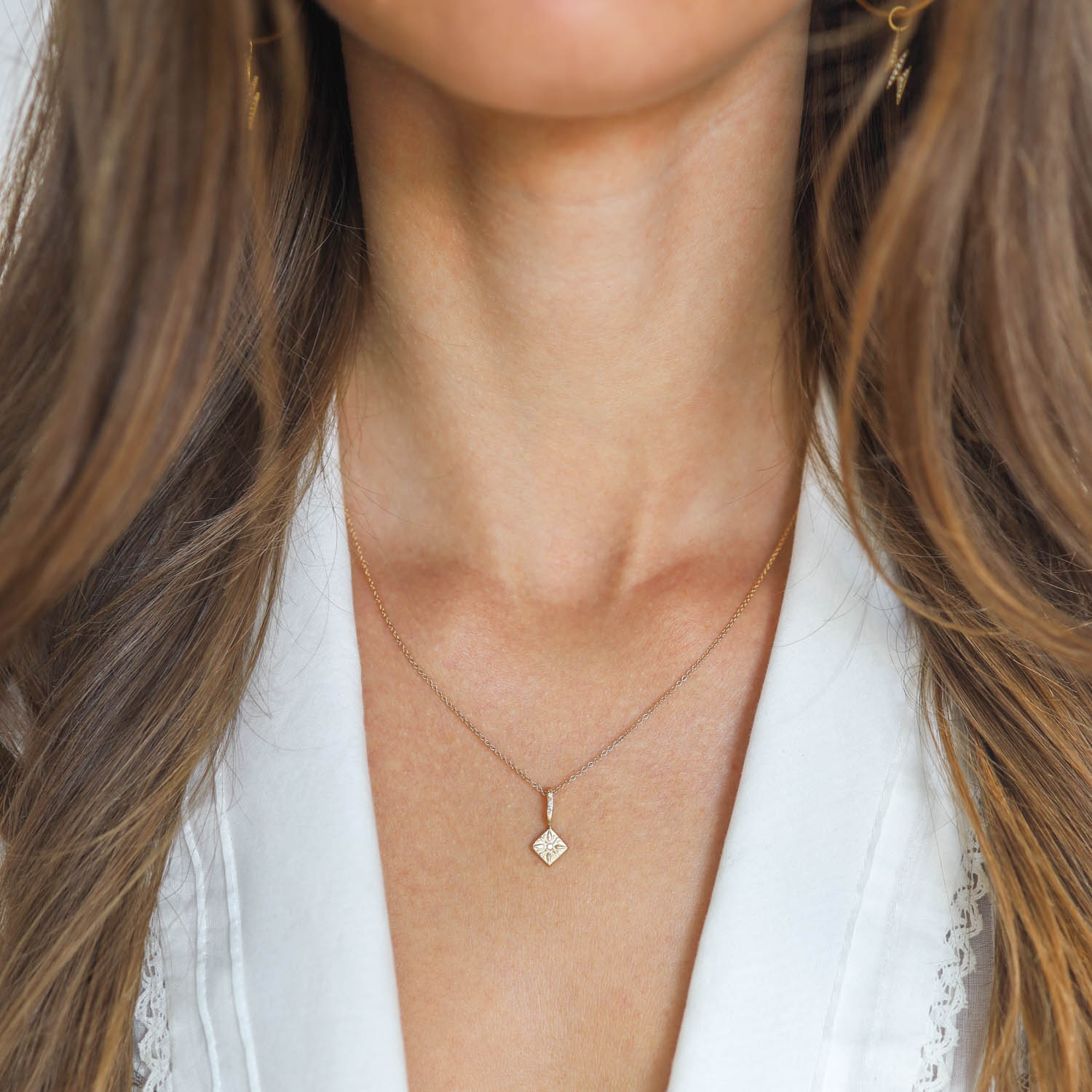 Robin Haley: 14K gold To Bless Artifact Necklace, diamonds, .035 TCW 16/18" chain