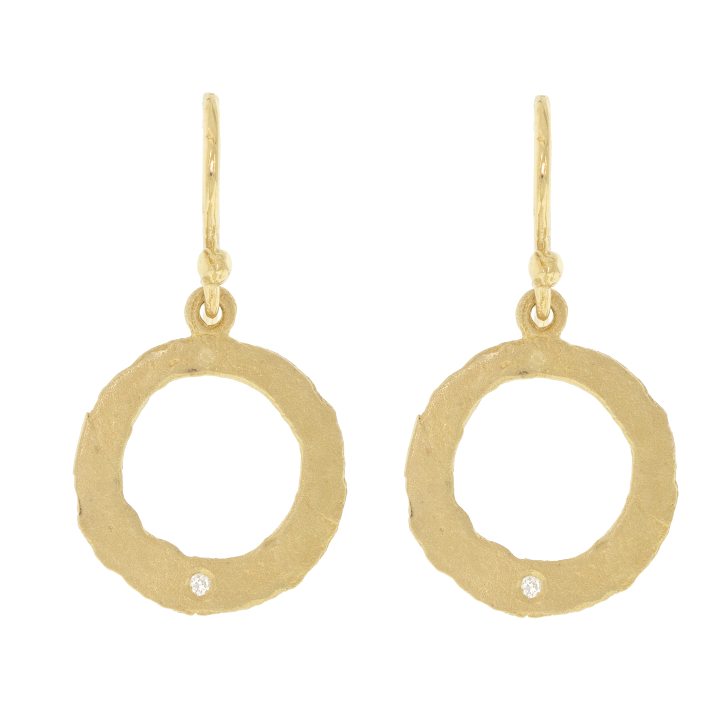Victoria Cunningham Trunk Show: Earrings, Small hoop w/diamond 14K Yellow Gold 7/8" x 1/2" Including earwire