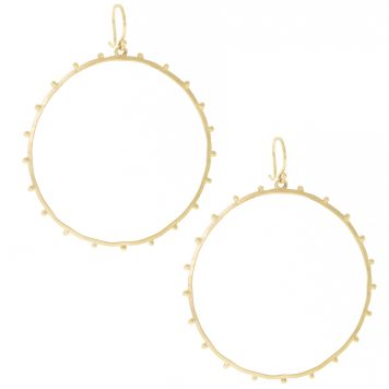 Victoria Cunningham: Earrings, Hoops, Large, Beaded Edge, 14K Yellow Gold.