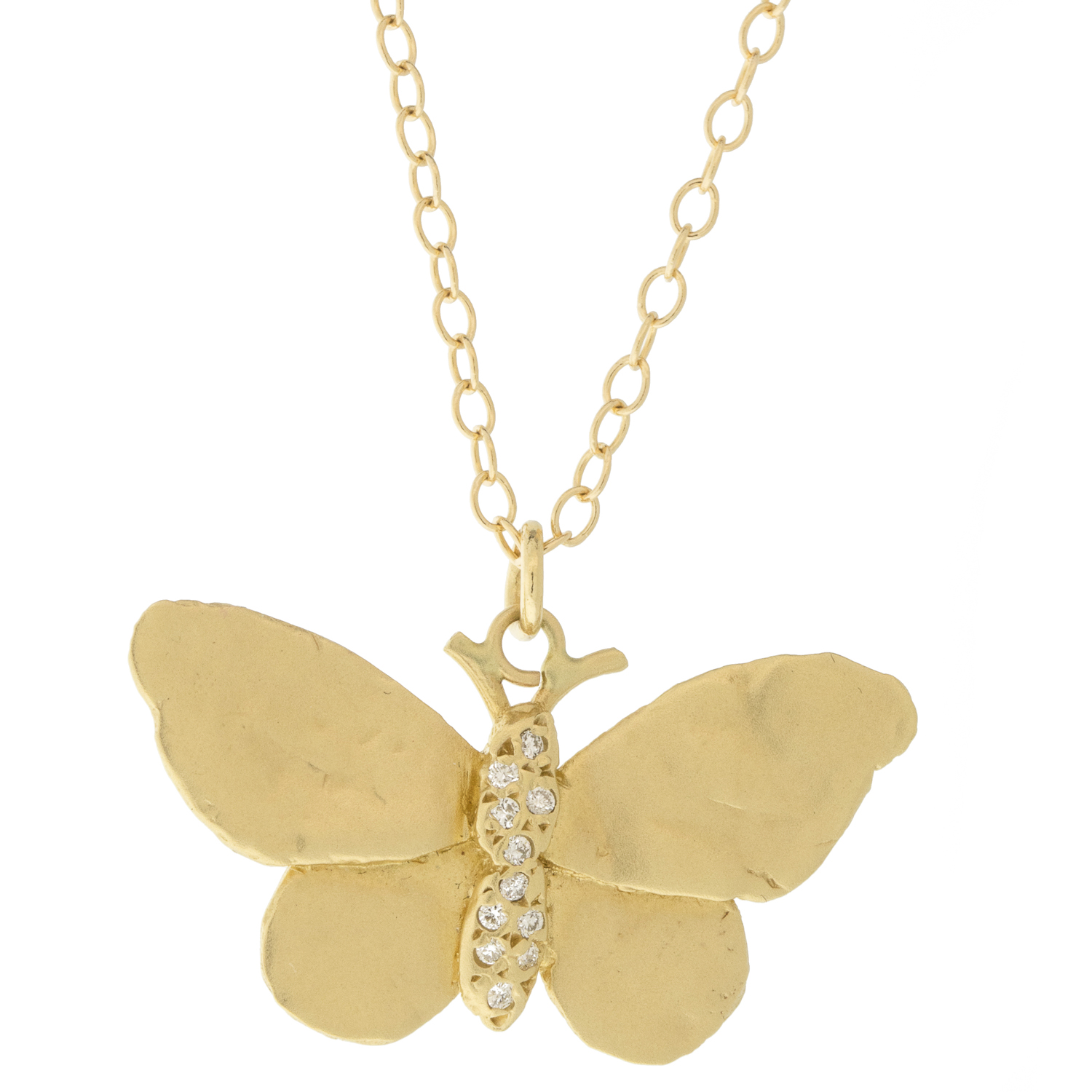 Victoria Cunningham : 14K Sculpted butterfly w/pave diamond body