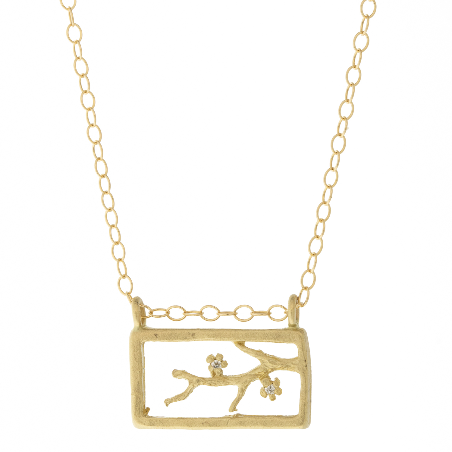 Victoria Cunningham Trunk Show: 14K square open cherry blossom branch w/ diamond