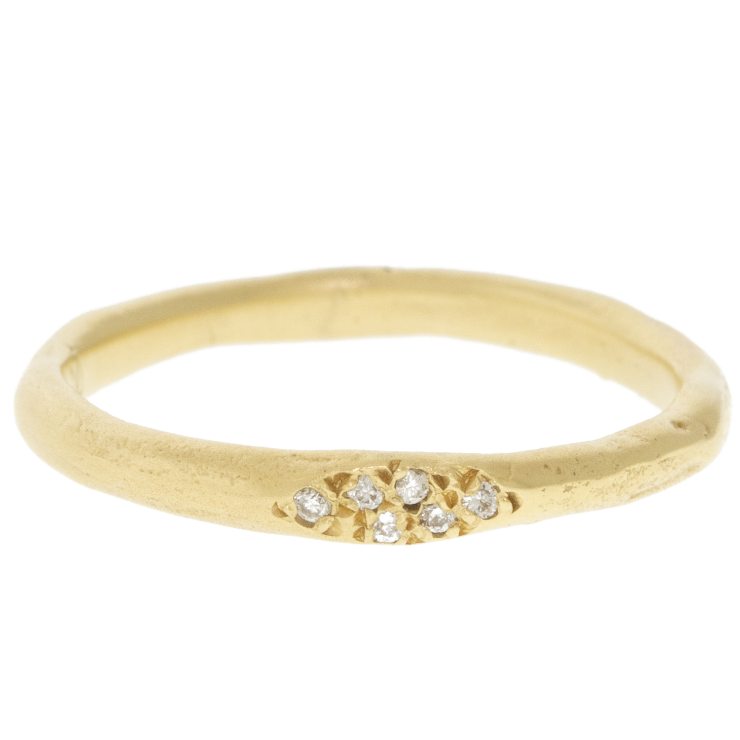 Victoria Cunningham Trunk show : Ring, Stacking Band, 6 Pavé diamonds, 14K yellow gold