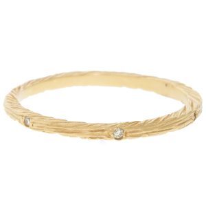 Victoria Cunningham Trunk show : Ring, Stacking Band, Textured, 6 Diamonds .03TCW, 14K yellow gold