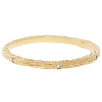 Victoria Cunningham Trunk show : Ring, Stacking Band, Textured, 6 Diamonds .03TCW, 14K yellow gold