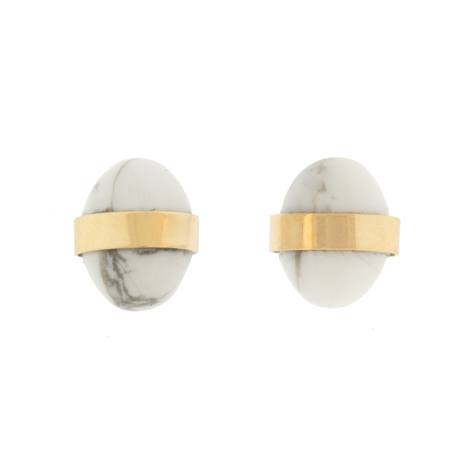 Melissa Joy Manning: 14K gold bezel wrapped howlite stud