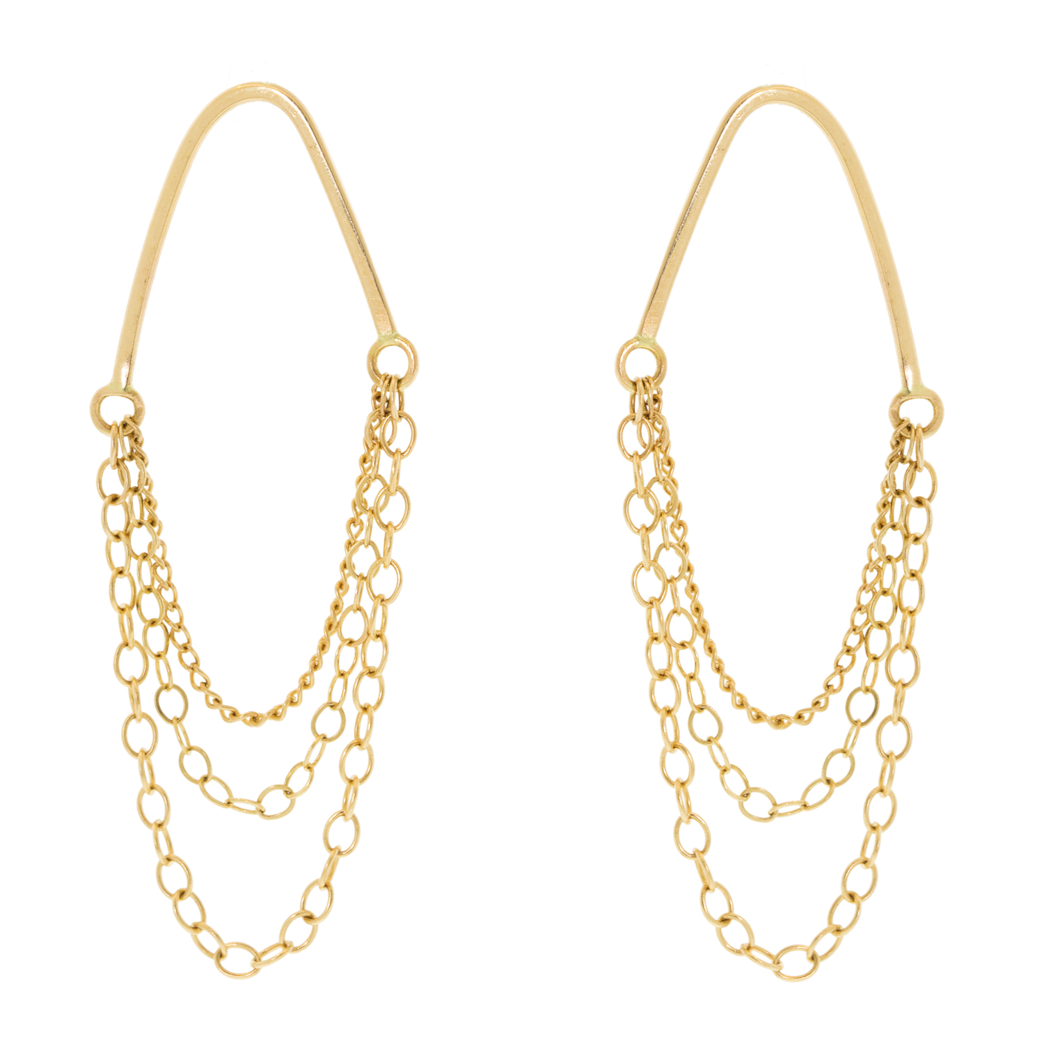 Melissa Joy Manning : 14k gold multi chain V Drop earrings