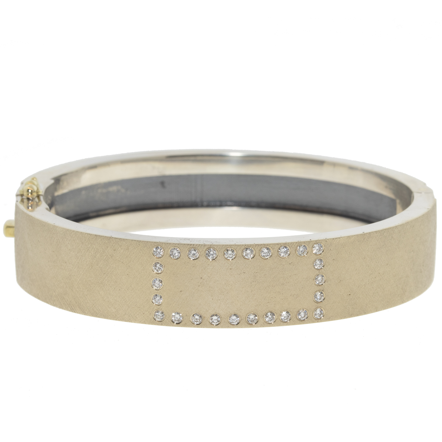 Rene Escobar : Bangle,MARCO,18K White gold top and back with diamonds,12 MM, size Medium