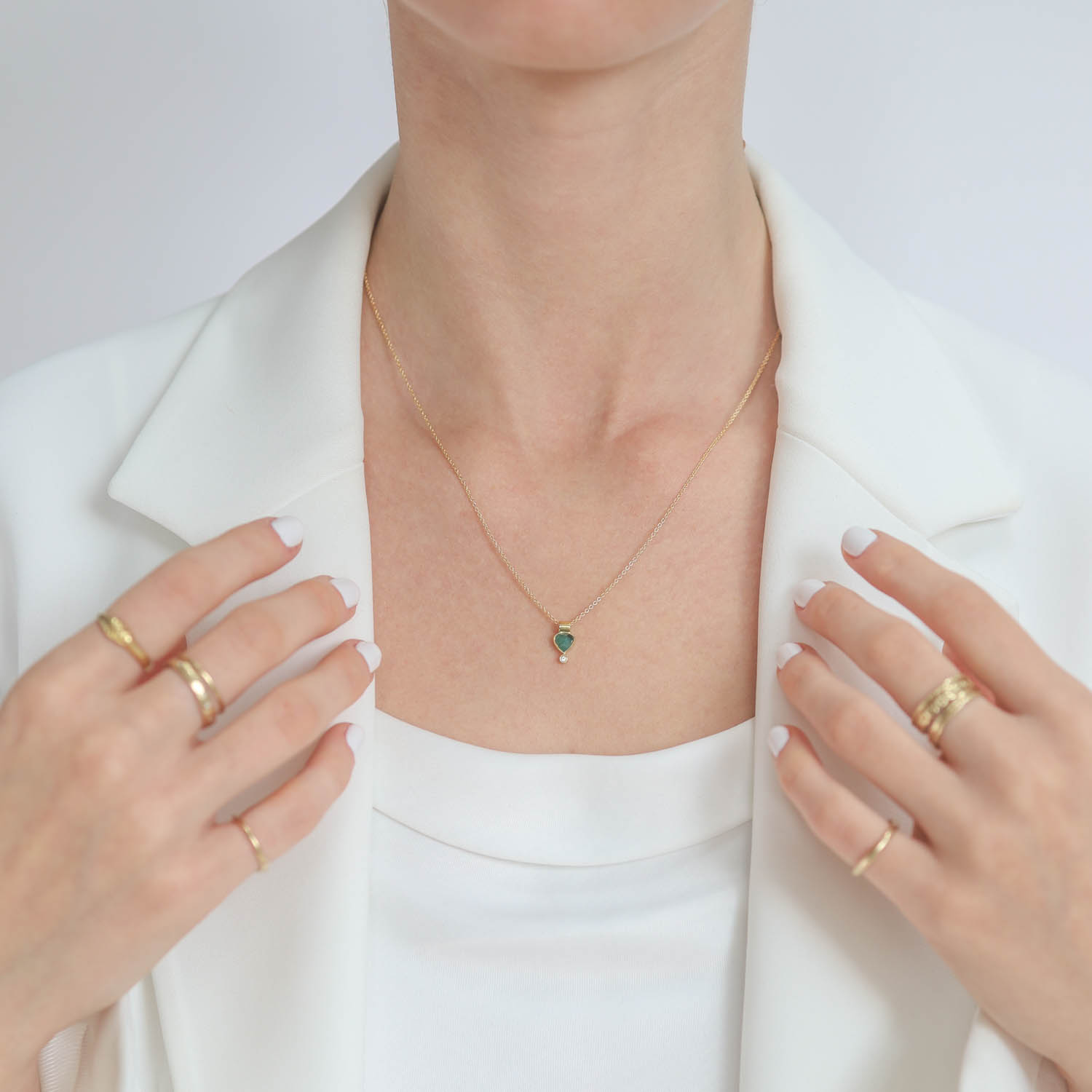 Lulu: Colette necklace in 14k Gold fill with Emerald