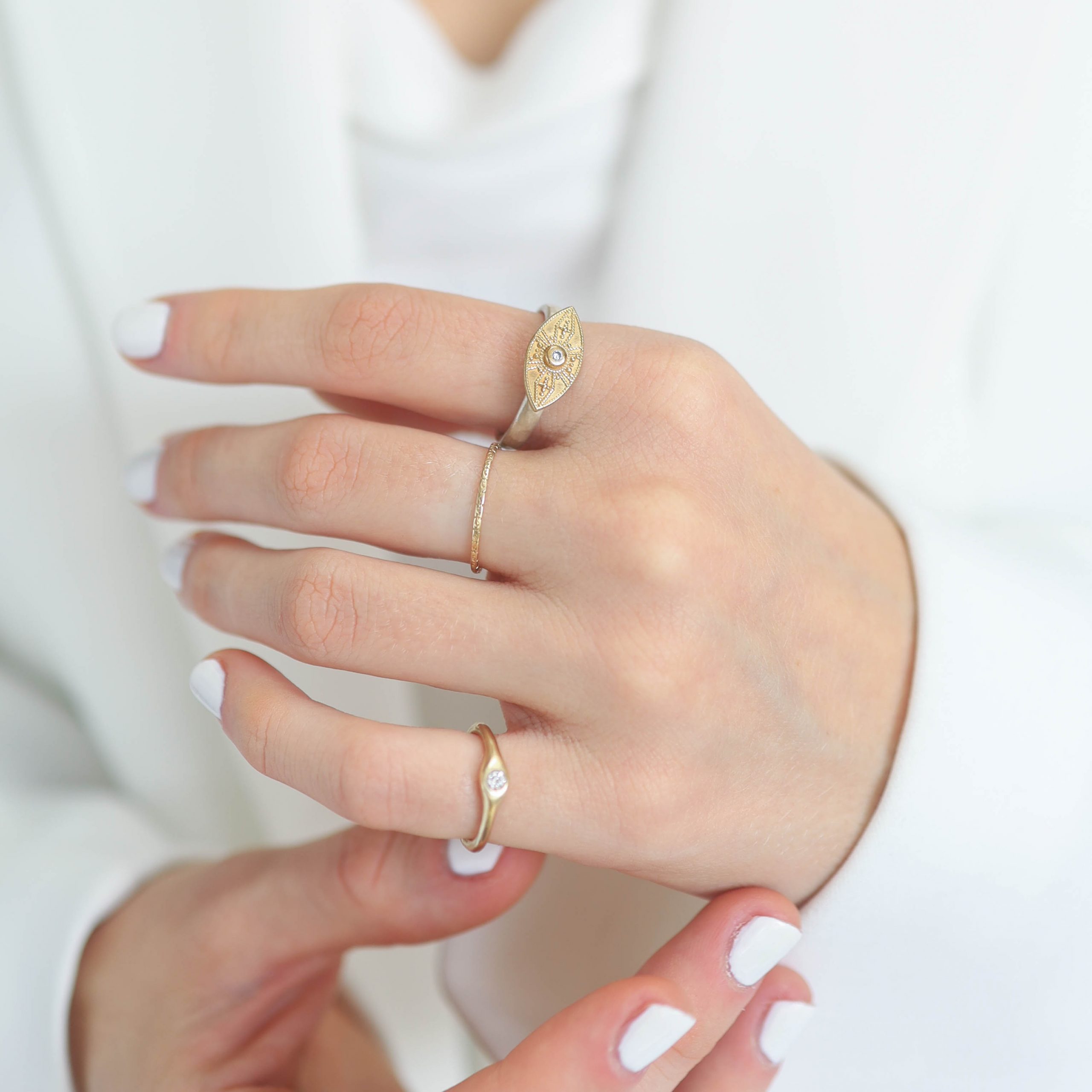 LuLu: Ajna bronze/SS/diam RING