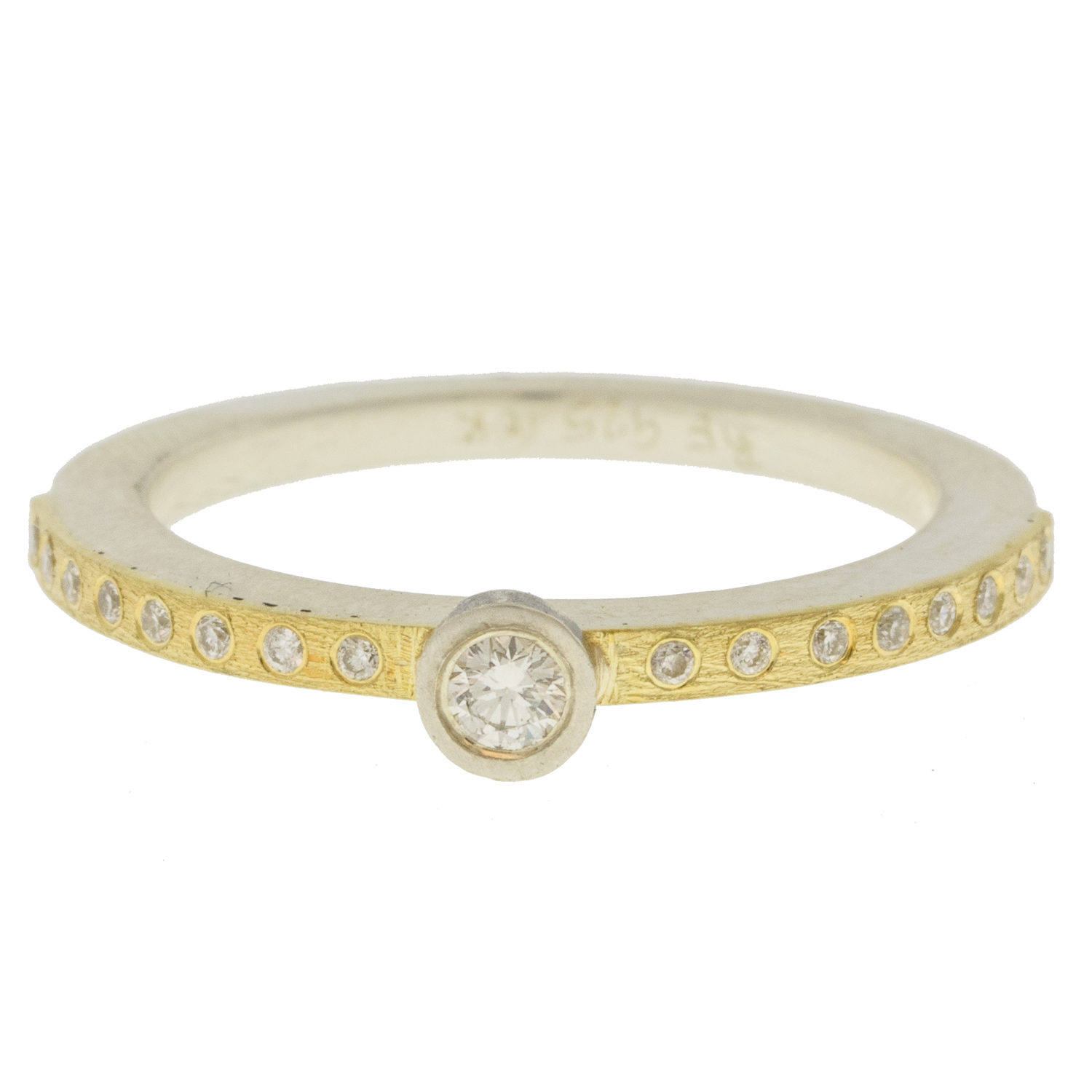 Rene Escobar :Ring,1.8 mm JUNIA,Silver, Yellow gold set with diamonds