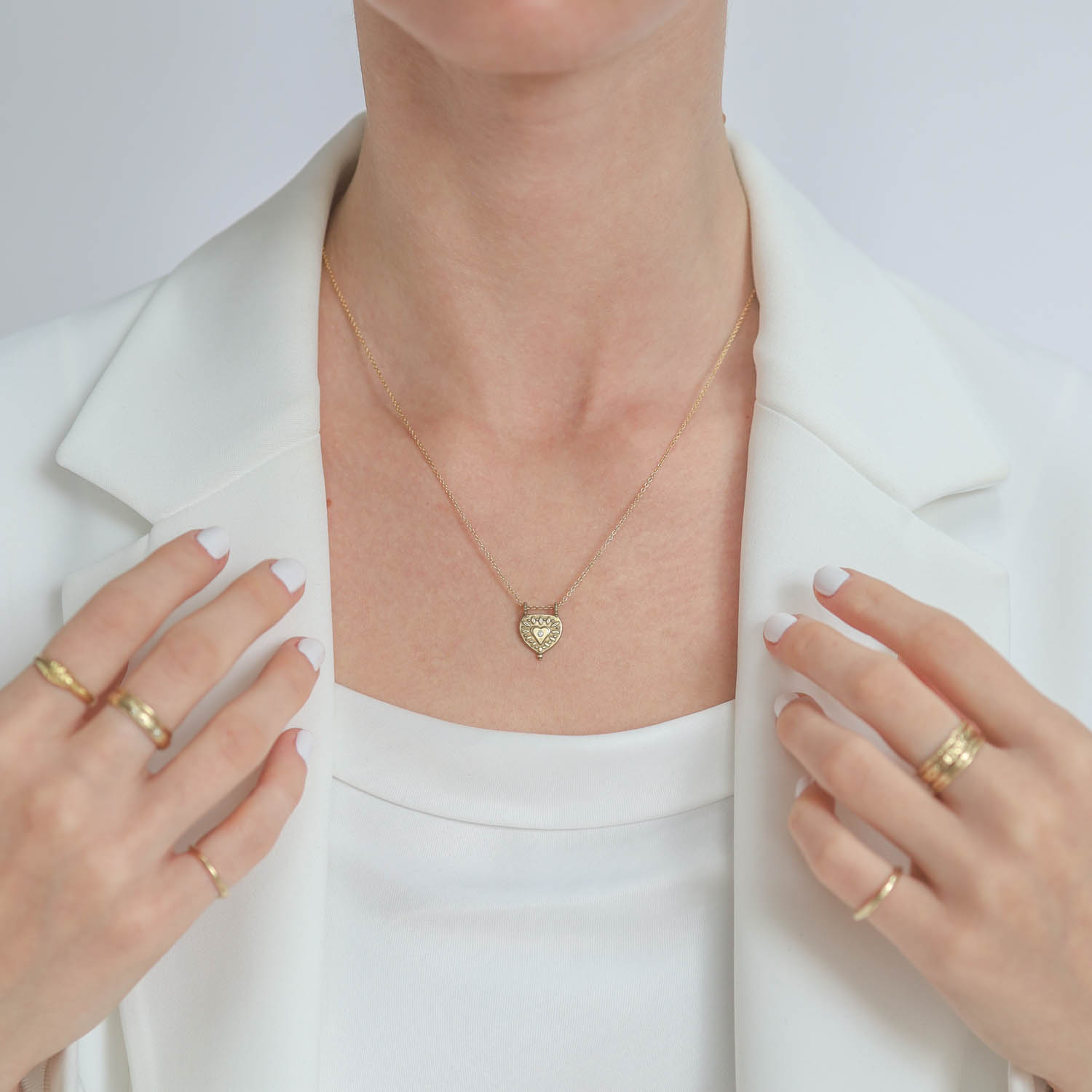 LuLu: Reya Necklace Large "breathe into presence" yellow bronze