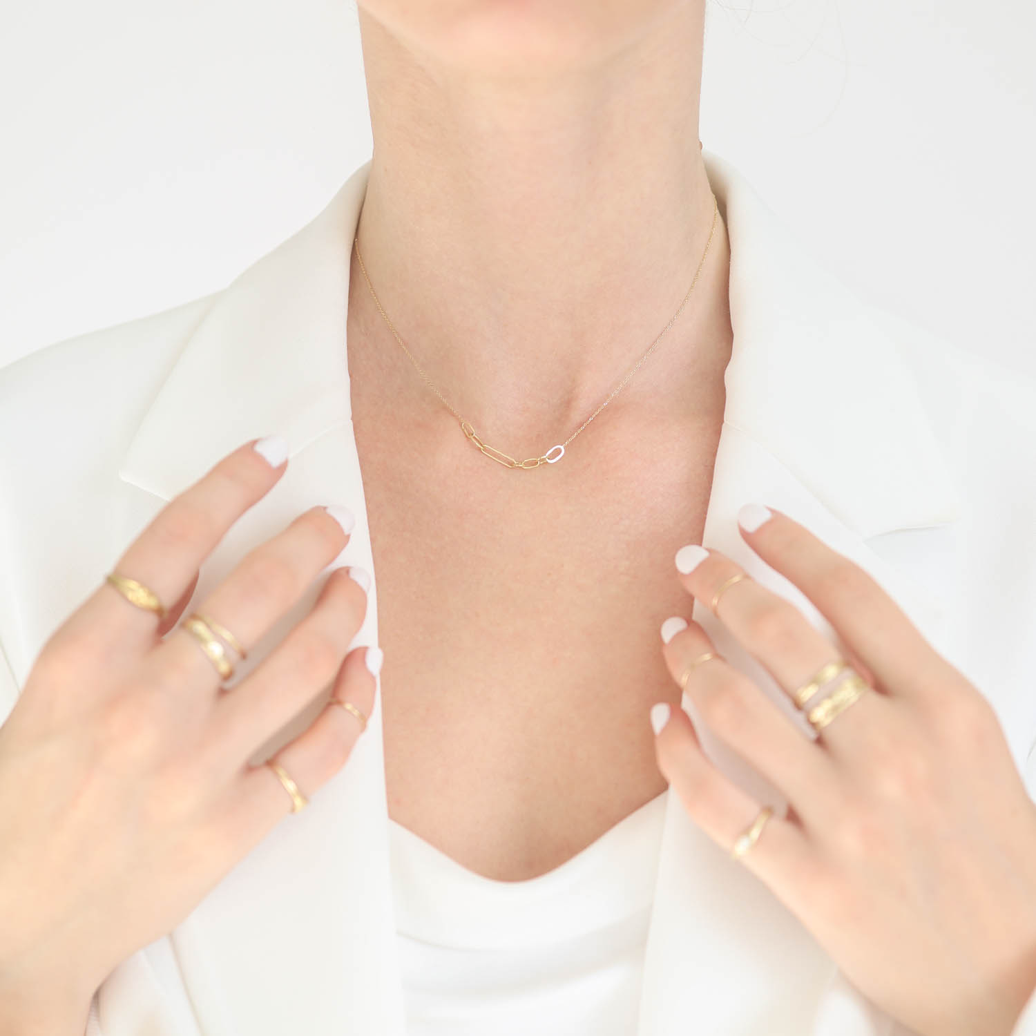 Sweet Pea: Necklace, Linked with Love, 18K gold, Measures 15" in length