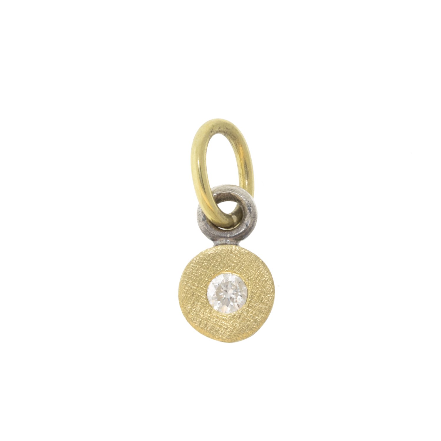Rene Escobar : 18 K Yellow gold & silver small pendant set with diamonds