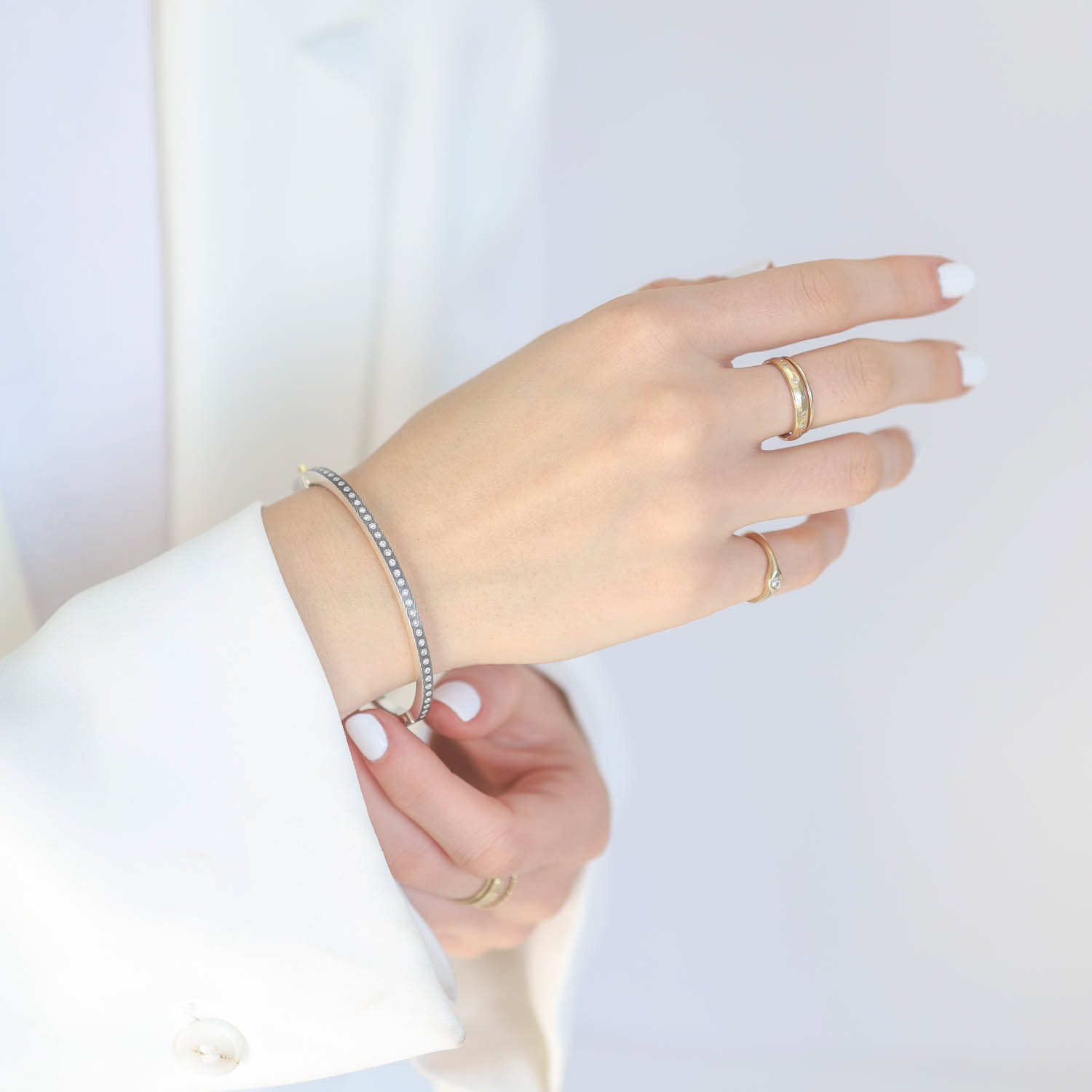 Rene Escobar Trunk Show: Bangle, Adam 2.5mm, SS, Black Diamonds
