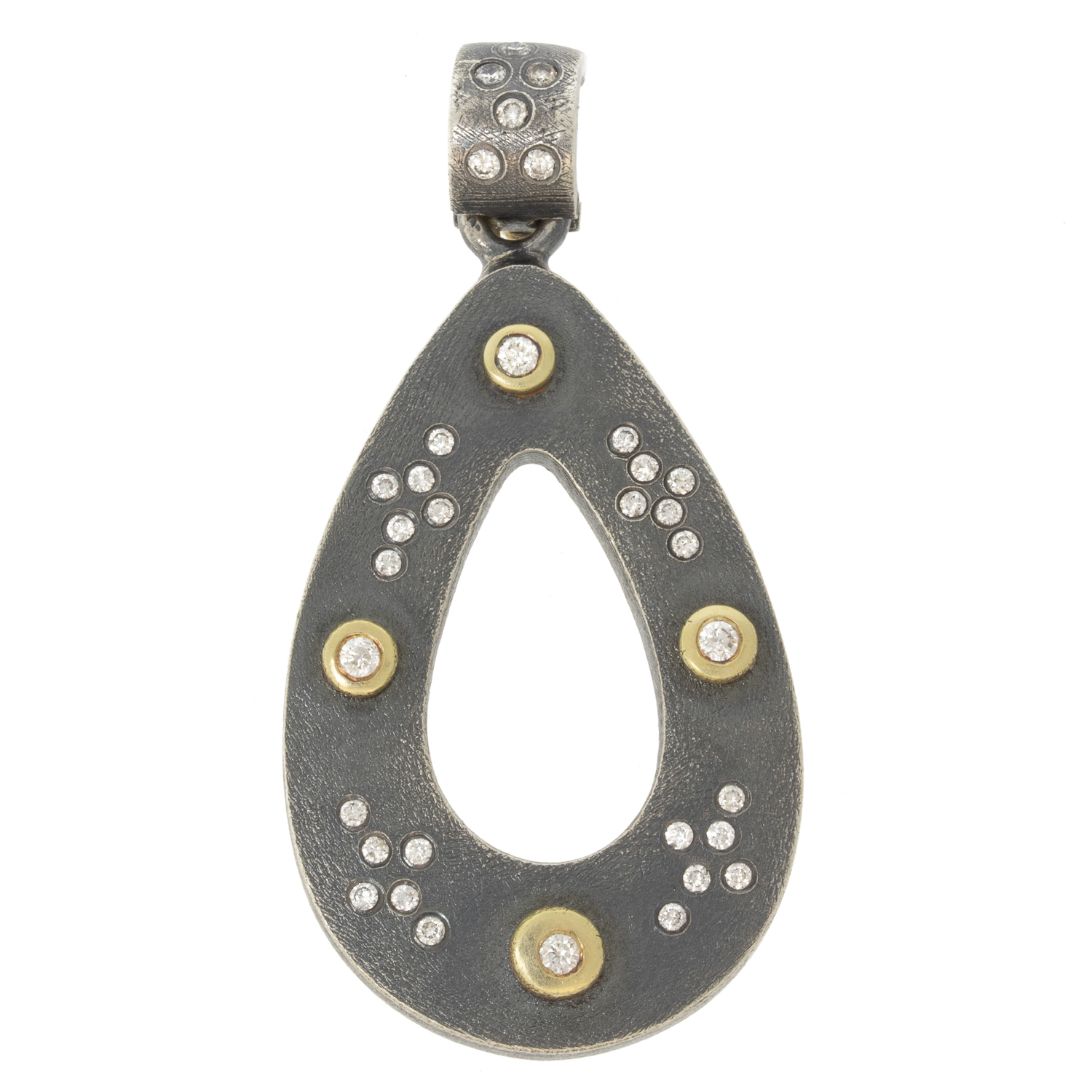 Rene Escobar Trunk Show: PENDANT, DANIELLE, SS, 18K YELLOW GOLD BEZEL, DIAMONDS