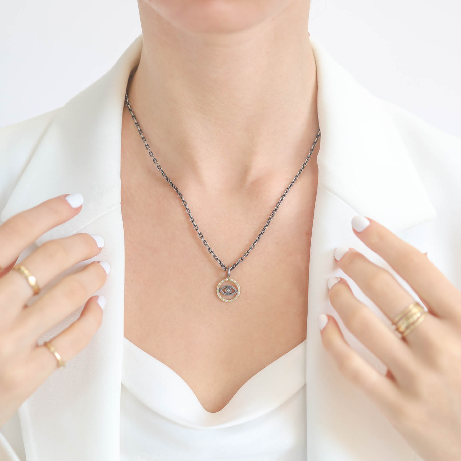 Rene Escobar Trunk Show: PENDANT, EYE, SS, YELLOW GOLD