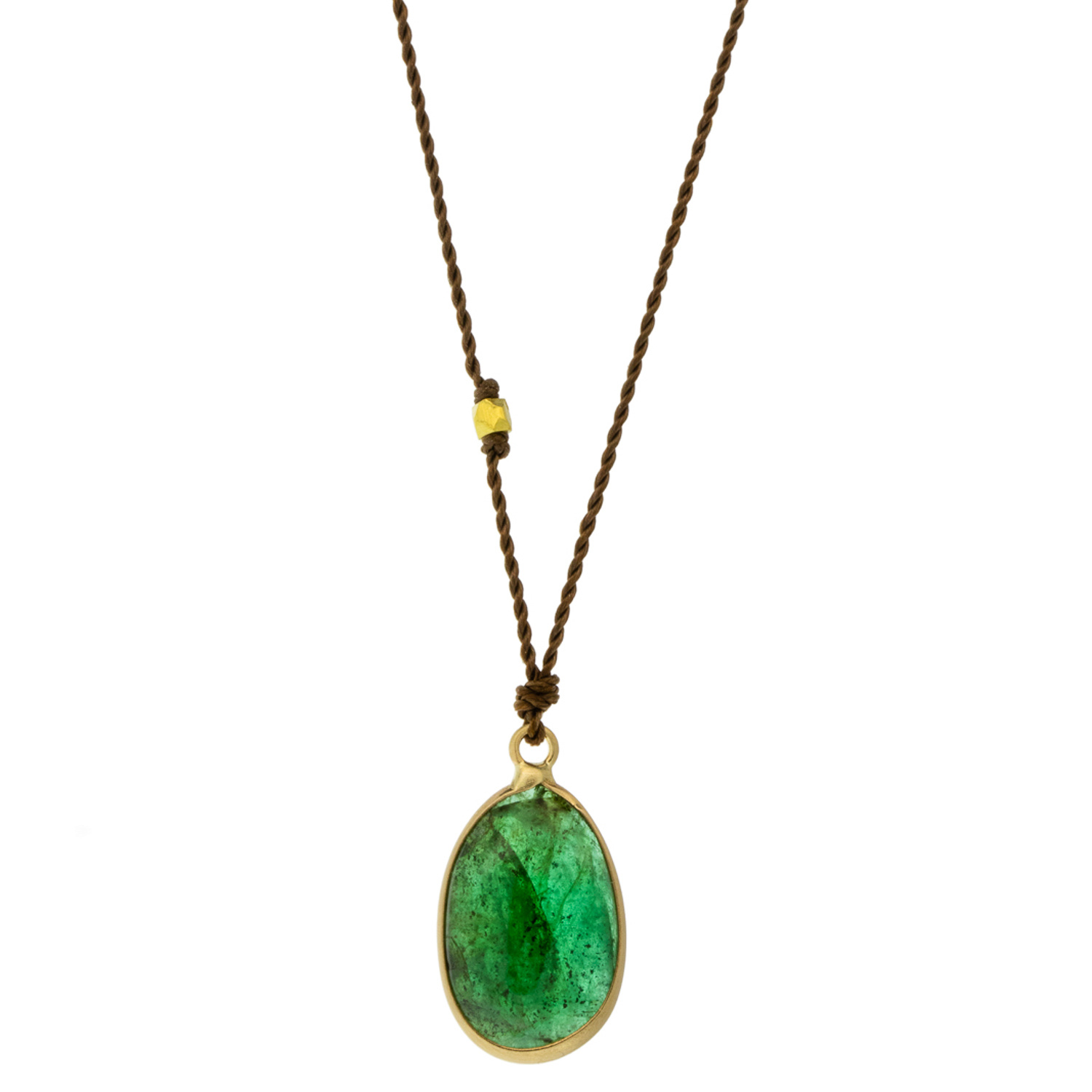 Margaret Solow: Necklace, 14k Gold,Emerald cabochon