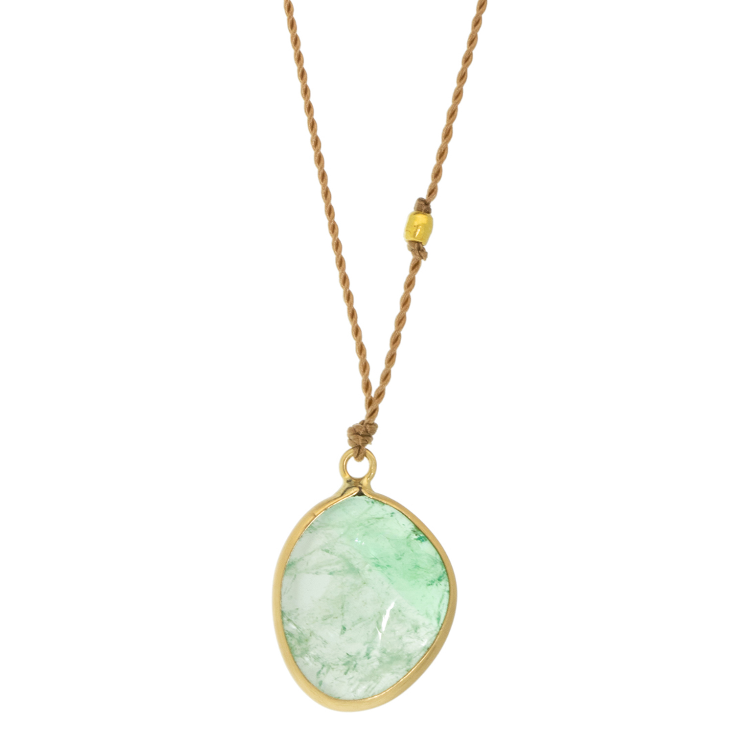 Margaret Solow: Necklace, 14k Gold,Emerald cabochon