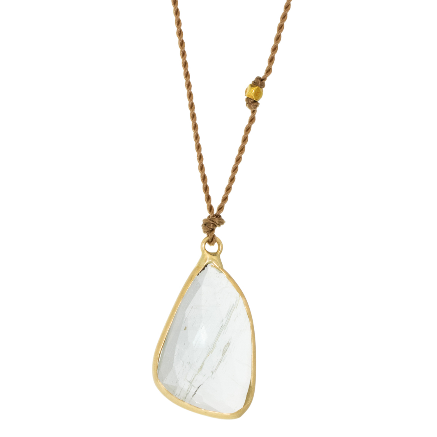 Margaret Solow: Necklace, Aquamarine, 18K yellow gold, Nylon cord