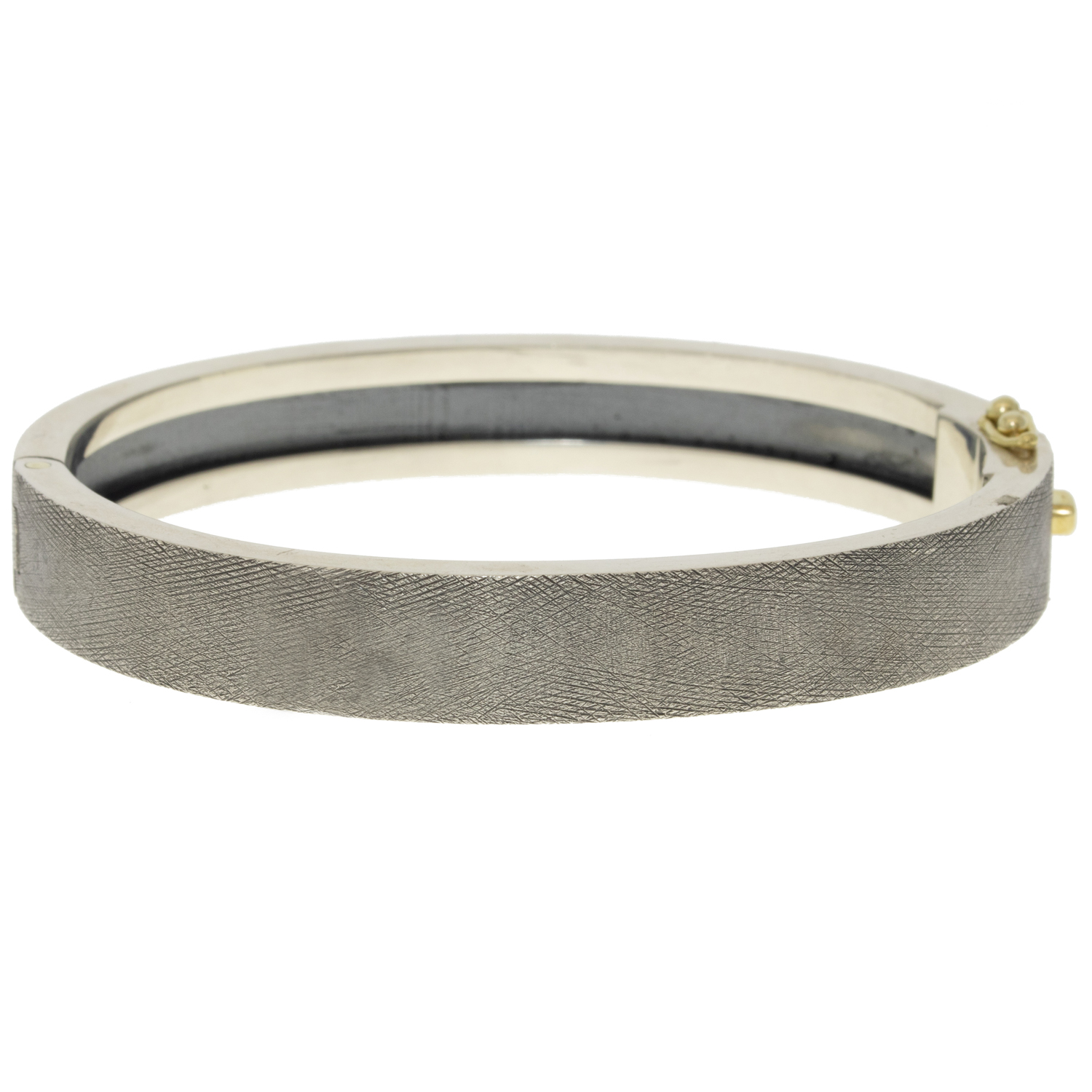 Rene Escobar Trunk Show: Bangle, Ronde 8mm, Yellow Gold Bezel, SS