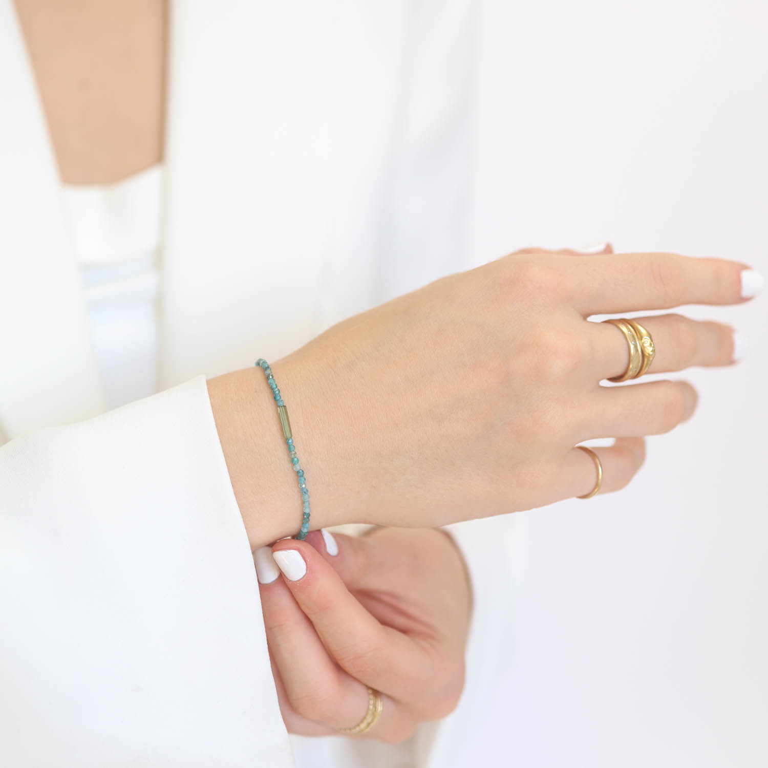 Margaret Solow: Bracelet, Chrysocolla & Tourmaline ,Silver clasp