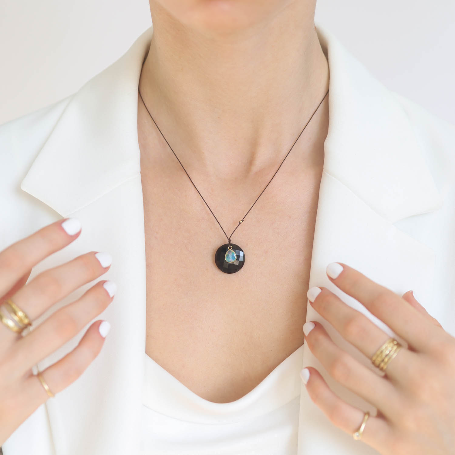 Margaret Solow: Necklace,18k Obsidian & opal