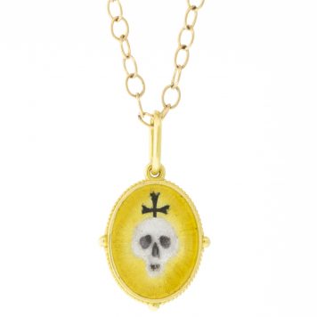 Erica Molinari: 18k hand painted Vitreous enamel skull
