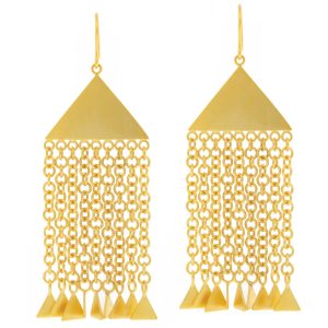 Jane Diaz: Large Chain Drop Earrings Gold Plate