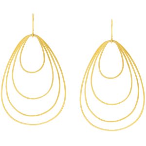 Jane Diaz: Whisper Hoop Egg Shape Earring Gold Plate, measures 2 3/4" x   1 3/4" including earwire