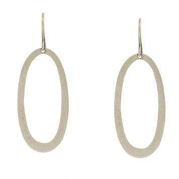 Jane Diaz: Large Sterling Silver Oval Drop Earrings