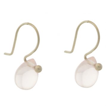 Jane Diaz :  Simple Stone Tear Drops, Rose Quartz, measure 3/4" x 1/4" including earwire