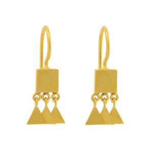 Jane Diaz: Tiny Square with Triangle Dangles, Gold Plate, measures 7/8" x 1/4" including earwire