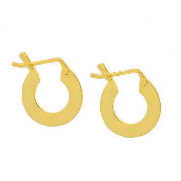 Jane Diaz: Flat plain hoop in gold plate, measures 5/8" x 1/16"