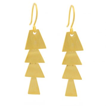 Jane Diaz: Pagoda Cascade Earrings, Gold Plate, measure 1 7/8" x 1/2" including earwire
